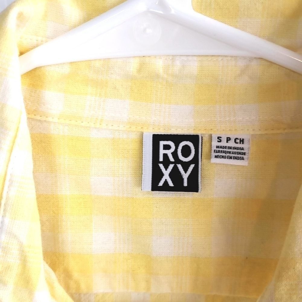 Roxy Women's Yellow Plaid Button Down Blouse Sz S - image 2